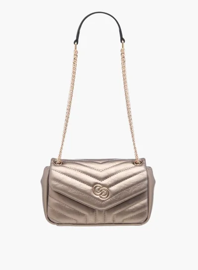 سيليست Womens Quilted Crossbody Bag With Button Closure And Chain Strap