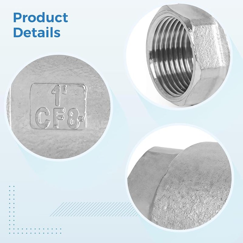 صمام فحص عمودي من الفولاذ المقاوم للصدأ 304 بوصة واحدة NPT، أحادي الاتجاه، محمل بنابض، تحكم في التدفق، أختام PTFE - Image 3