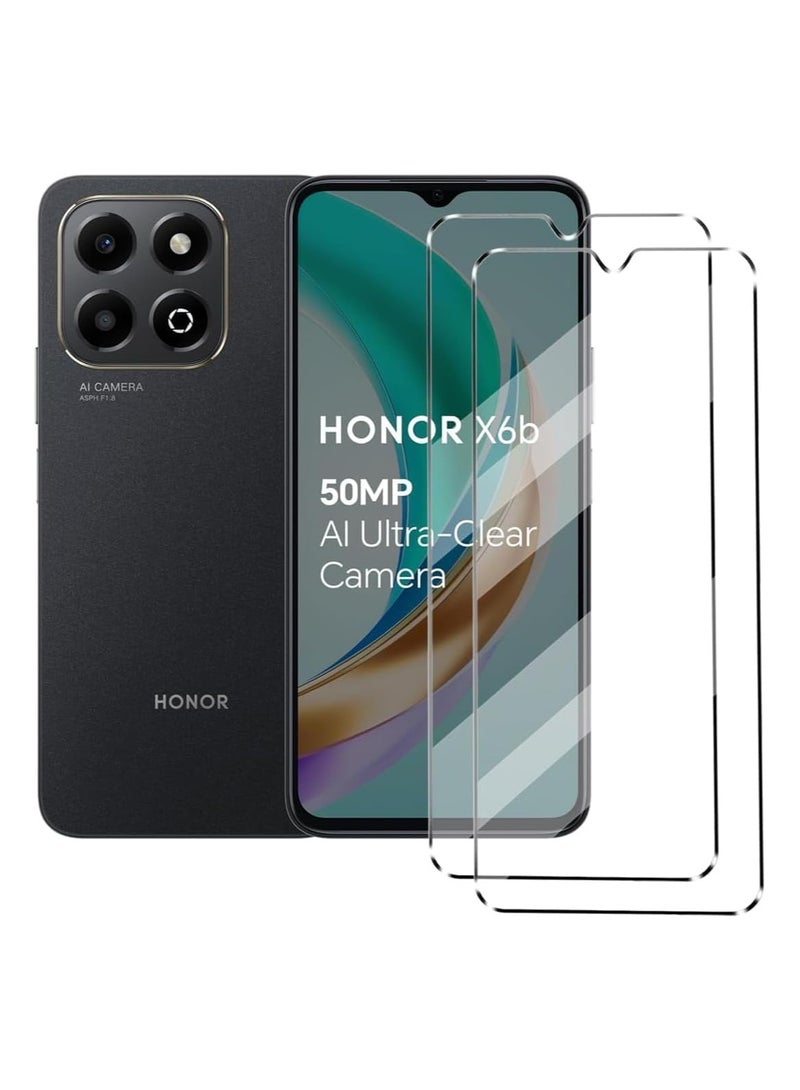 Muzz Screen Protector for Honor X6B 2024 [2 Pack]99.99% HD Full Coverage Easy Installation Round Edge Scratch Resistant Bubble Free 9H Hardness Premium Quality Tempered Glass Film Transparent - Image 1