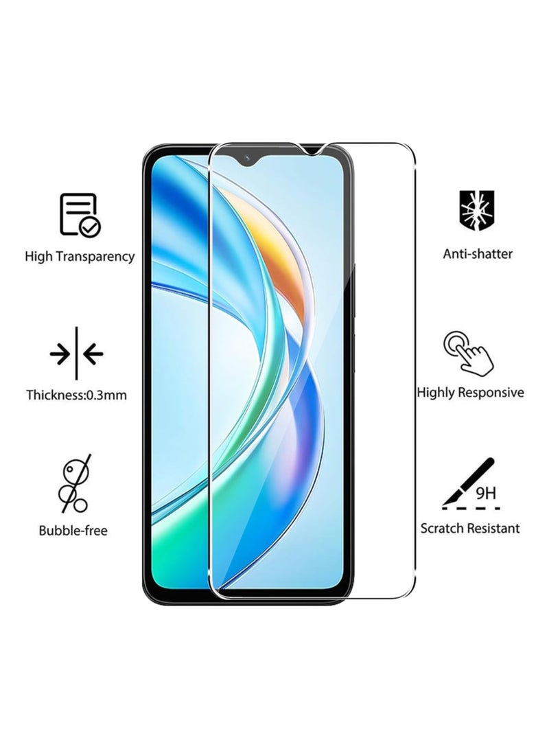 Muzz Screen Protector for Honor X6B 2024 [2 Pack]99.99% HD Full Coverage Easy Installation Round Edge Scratch Resistant Bubble Free 9H Hardness Premium Quality Tempered Glass Film Transparent - Image 2