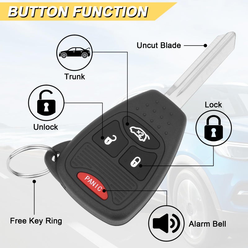 Vurkcy Key Fob Replacement for 2007-2016 Compass/ 07-18 Patriot/ 06-16 Wrangler/ 04-09 Dodge Durango/ 06-08 Ram/ 07-13 Caliber/ 08-14 Avenger/ 11-14 Chrysler 200/07-09 Sebring, OHT692427AA,2Pcs - Image 3