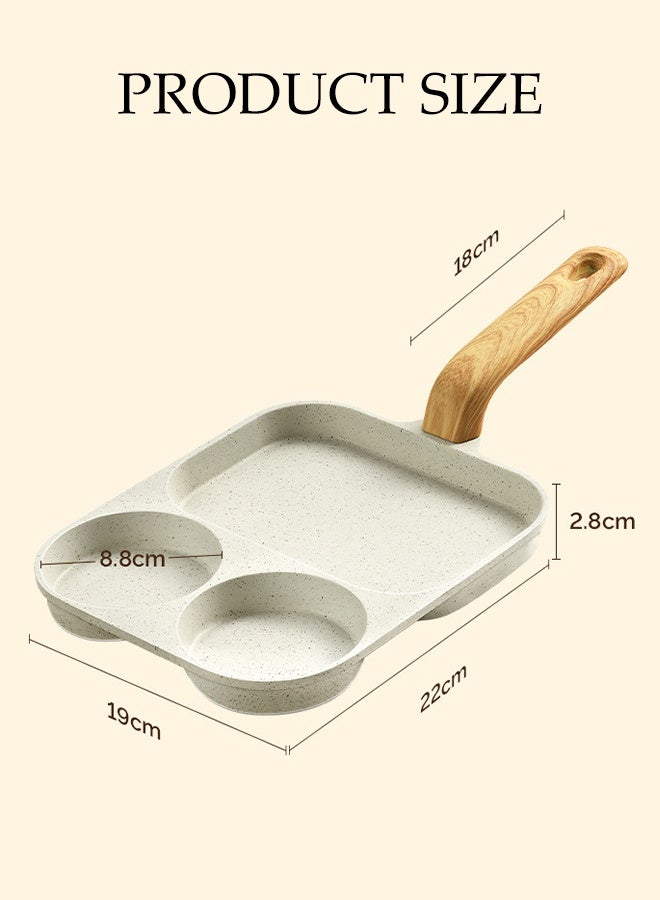 DUNISO Egg Frying Pan，3-in-1 Nonstick Pan Divided Breakfast Frying Pan，3-Cup Granite-Coated Pancake Pan，for Breakfast, Egg, Burgers - Image 2