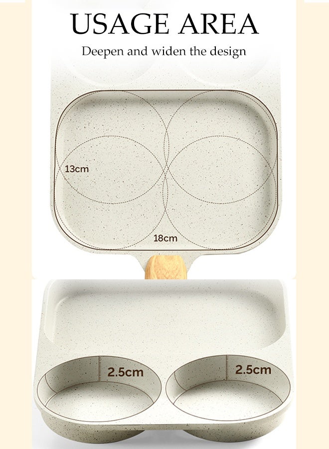 DUNISO Egg Frying Pan，3-in-1 Nonstick Pan Divided Breakfast Frying Pan，3-Cup Granite-Coated Pancake Pan，for Breakfast, Egg, Burgers - Image 4