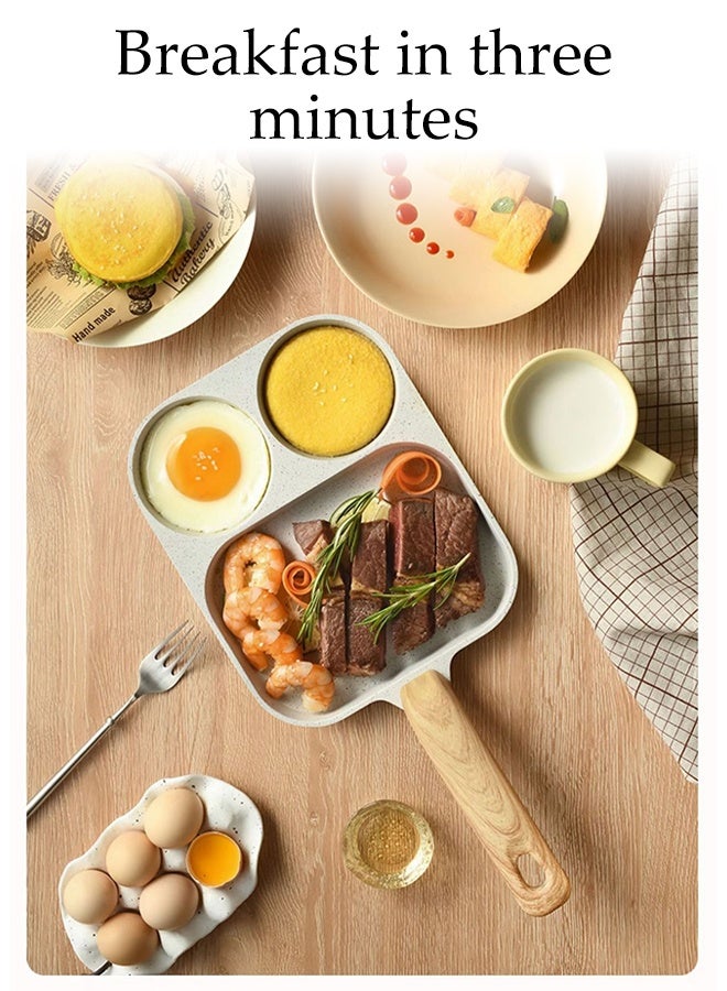 DUNISO Egg Frying Pan，3-in-1 Nonstick Pan Divided Breakfast Frying Pan，3-Cup Granite-Coated Pancake Pan，for Breakfast, Egg, Burgers - Image 3