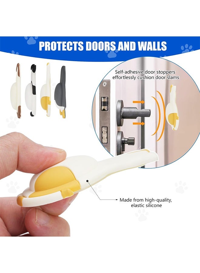 جي دي 4 قطع من سدادات الأبواب على شكل حيوانات، واقيات للجدران، سدادات أبواب لاصقة، واقيات مقابض أبواب هادئة الإغلاق، مصدات مقابض أبواب للخزائن والأثاث والمكتب المنزلي - Image 3