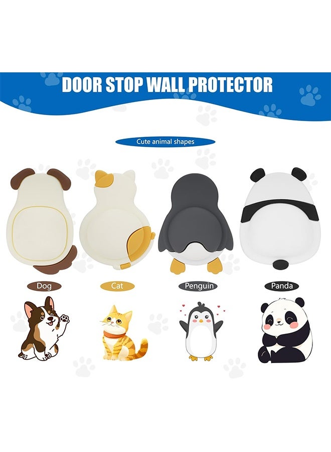 جي دي 4 قطع من سدادات الأبواب على شكل حيوانات، واقيات للجدران، سدادات أبواب لاصقة، واقيات مقابض أبواب هادئة الإغلاق، مصدات مقابض أبواب للخزائن والأثاث والمكتب المنزلي - Image 4