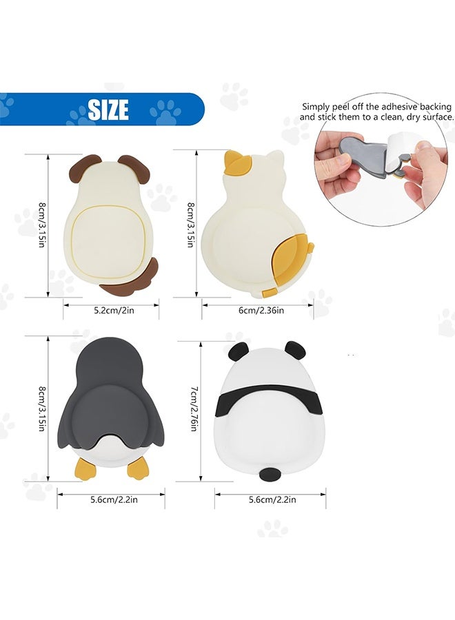 جي دي 4 قطع من سدادات الأبواب على شكل حيوانات، واقيات للجدران، سدادات أبواب لاصقة، واقيات مقابض أبواب هادئة الإغلاق، مصدات مقابض أبواب للخزائن والأثاث والمكتب المنزلي - Image 2