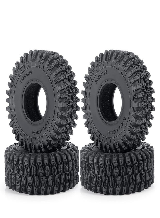 MOHERO 4Pcs RC Tires Terrain Rubber Tires for 1/18 Tra-xxa Trx4m Axial SCX24 RC Crawler Car Upgrade - Image 1
