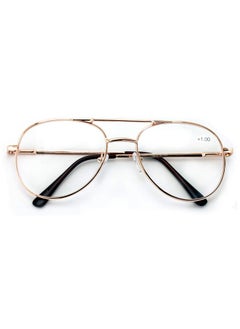 V.W.E. Classic Metal Reading Glasses Spring Hinge Tear Drop Reader (Gold 1.50 Multiplierx)  - Image 1
