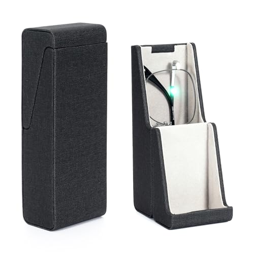 Vemiss Flip-top Glasses Case, Bracket Type Hard Shell Eyeglasses Holder for Women Men (A-Black) - Image 1
