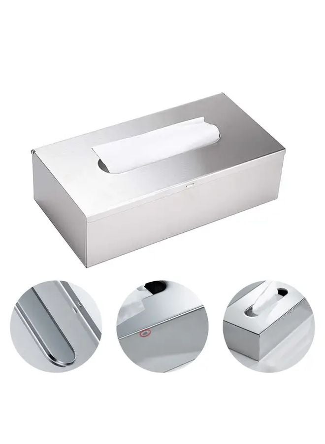 حامل مناديل ورقية من الفولاذ المقاوم للصدأ صندوق مناديل مستطيل للحمام غرفة النوم المكتب - Image 3