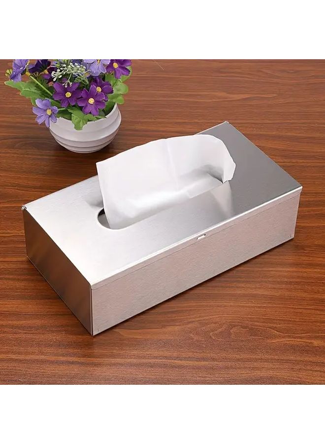 حامل مناديل ورقية من الفولاذ المقاوم للصدأ صندوق مناديل مستطيل للحمام غرفة النوم المكتب - Image 2