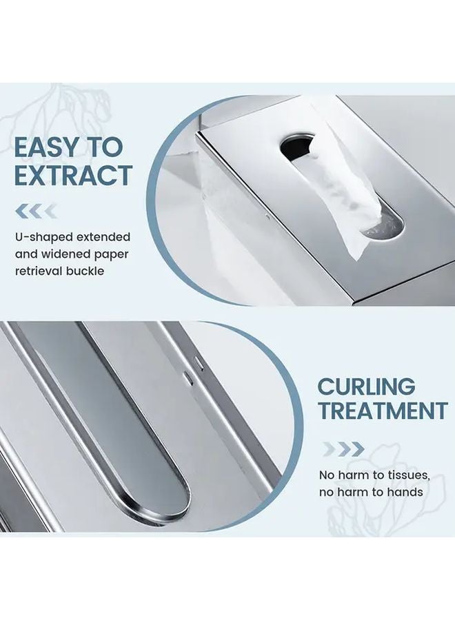 حامل مناديل ورقية من الفولاذ المقاوم للصدأ صندوق مناديل مستطيل للحمام غرفة النوم المكتب - Image 5