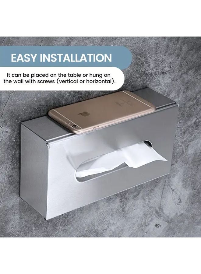 حامل مناديل ورقية من الفولاذ المقاوم للصدأ صندوق مناديل مستطيل للحمام غرفة النوم المكتب - Image 4