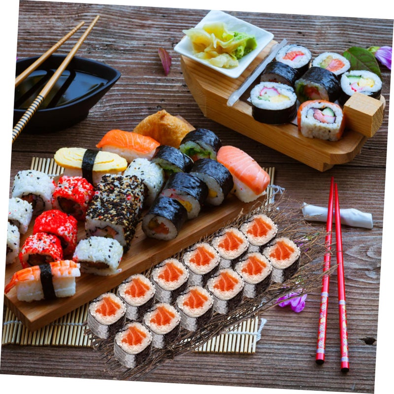 Vintage Sushi Fence Plate Set Of 3 Natural Wood Rustic Japanese Sashimi Display For Restaurant Tabletop - Image 5