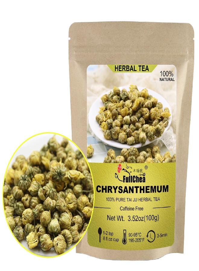 FullChea - Top Grade Chinese Chrysanthemum Tea - 3.52oz/100g - Premium Natural Dried Chrysanthemum Flower - Tai Ju Herbal Tea Loose Leaf - Non-GMO - Caffeine-free - Sweet & Fresh - Image 1