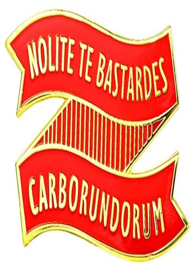 KAWADU Cartoon Diy Red Ribbon Golden Border Slogan "NOLITE TE BASTARDES CARBORUNDORUM" Enamel Brooch Denim Leather Backpack Badge - Image 1