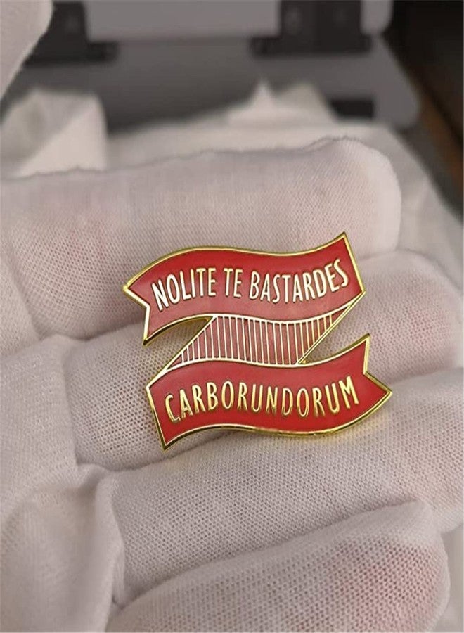 KAWADU Cartoon Diy Red Ribbon Golden Border Slogan "NOLITE TE BASTARDES CARBORUNDORUM" Enamel Brooch Denim Leather Backpack Badge - Image 2