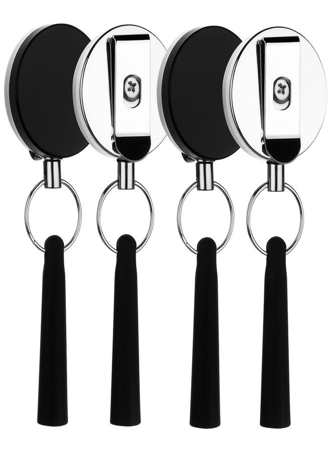 Brvlsoc Heavy-Duty Retractable Pen & Pencil Holders - Metal Carabiner with Elastic Silicone Grip for Carpenters, Nurses, Waitresses & Construction Workers (4-Pack) - Image 1
