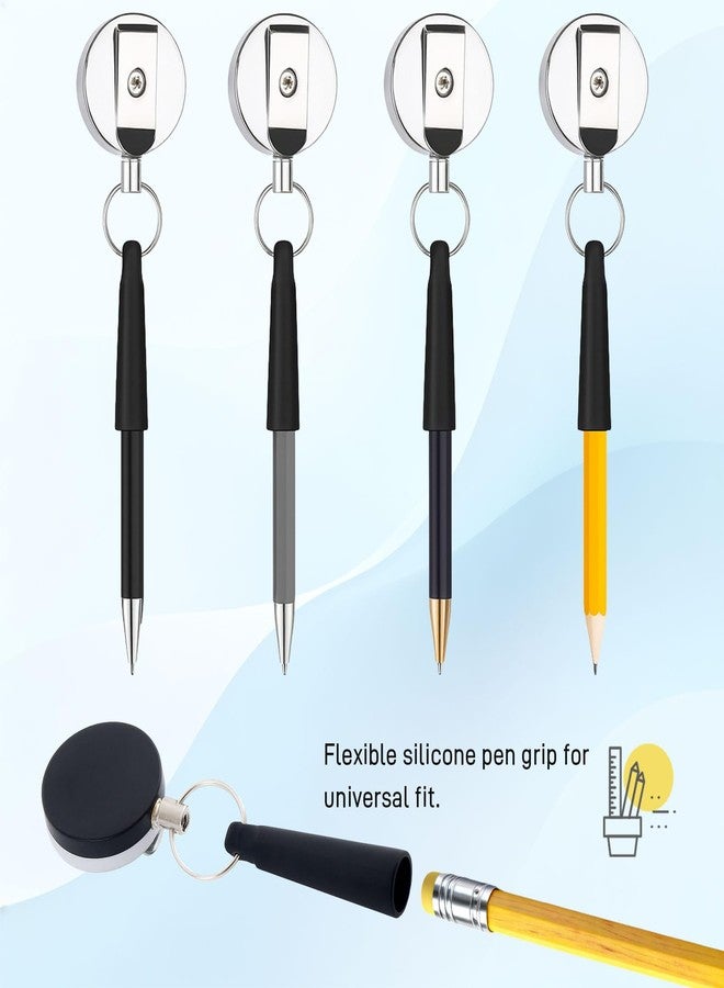 Brvlsoc Heavy-Duty Retractable Pen & Pencil Holders - Metal Carabiner with Elastic Silicone Grip for Carpenters, Nurses, Waitresses & Construction Workers (4-Pack) - Image 4