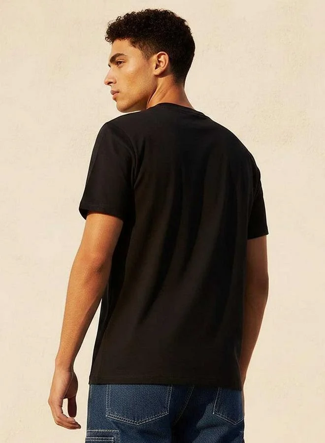 Splash FAV  Basic Slim Fit Crew Neck Short Sleeves Lunar Print T shirt for Men | Best Price UAE