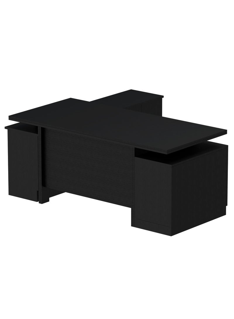 ماهاماي مكتب عمل تنفيذي حديث من مجموعة ماهماي سامتيدا 193 مع خزانة ومكتب كمبيوتر محمول بلمسة نهائية خشبية، مثالي للمنزل والمكتب - أسود - Image 2