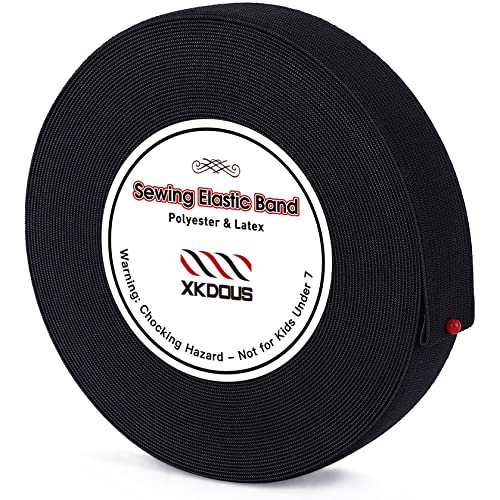 XKDOUS Elastic Band for Sewing, 1 Inch 14 Yards Elastic Bands for Sewing Waistband and Pants Waist, Black Knit Elastic Band for Wig, High Elasticity - Image 1