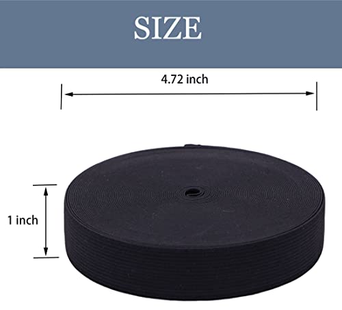 XKDOUS Elastic Band for Sewing, 1 Inch 14 Yards Elastic Bands for Sewing Waistband and Pants Waist, Black Knit Elastic Band for Wig, High Elasticity - Image 3