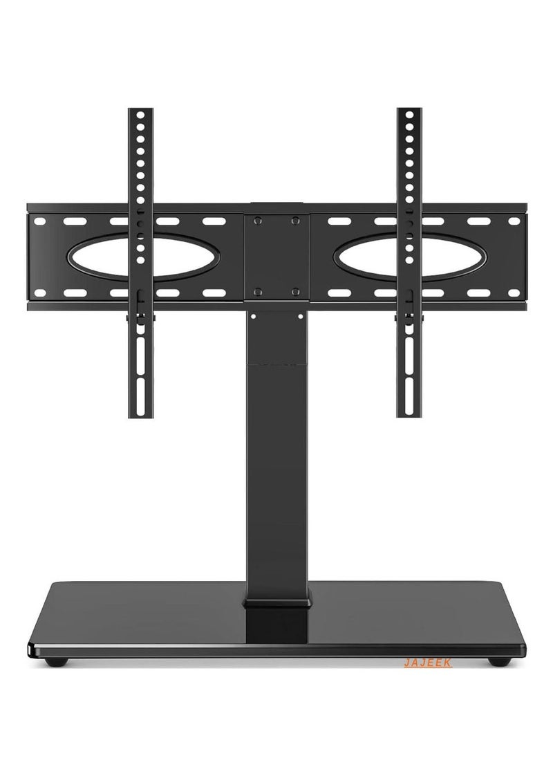 JAJEEK حامل تلفاز عالمي للطاولة، قاعدة تلفاز دوارة للأجهزة من 37 إلى 70 بوصة، ارتفاع قابل للتعديل، قاعدة زجاجية مقسّاة، إدارة الأسلاك، VESA 600x400mm، يتحمل حتى 110 رطل - Image 1