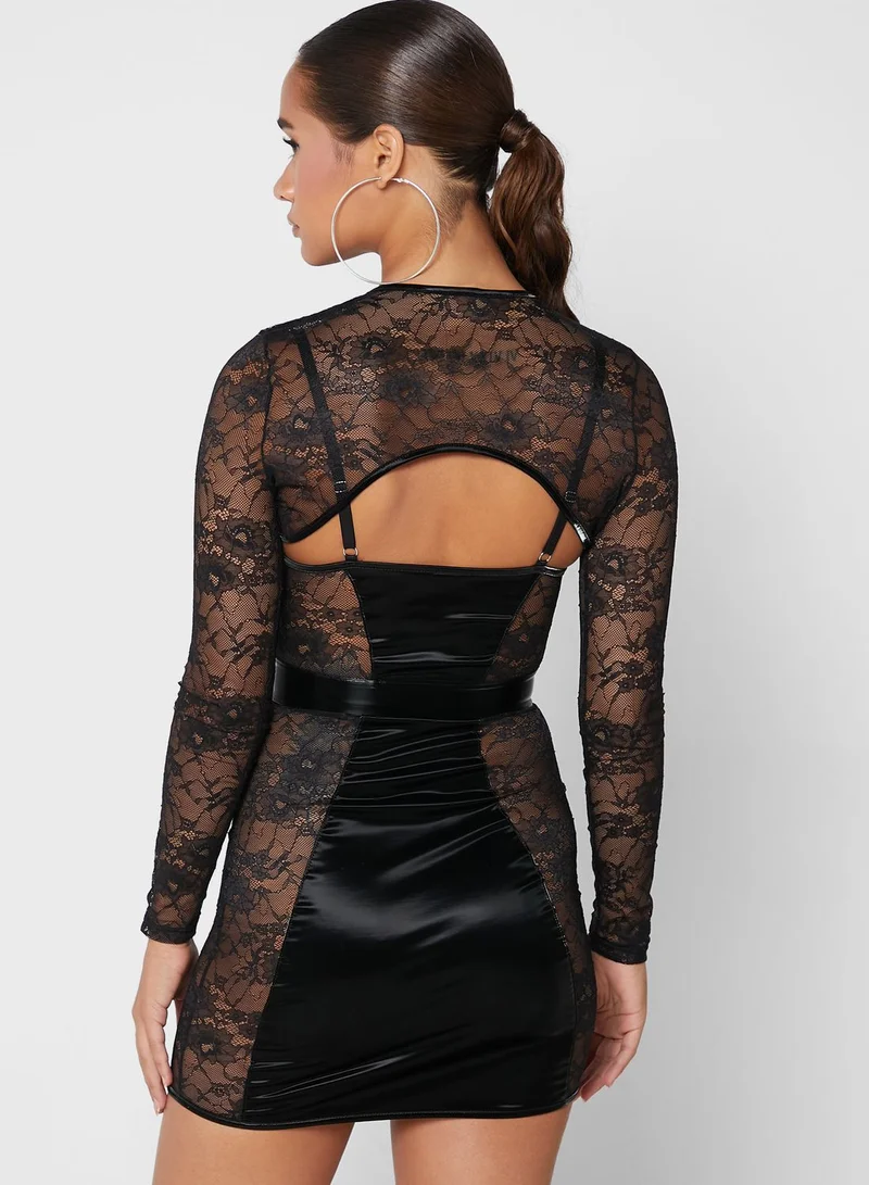 Ann Summers Faux Leather & Lace Detail Dress