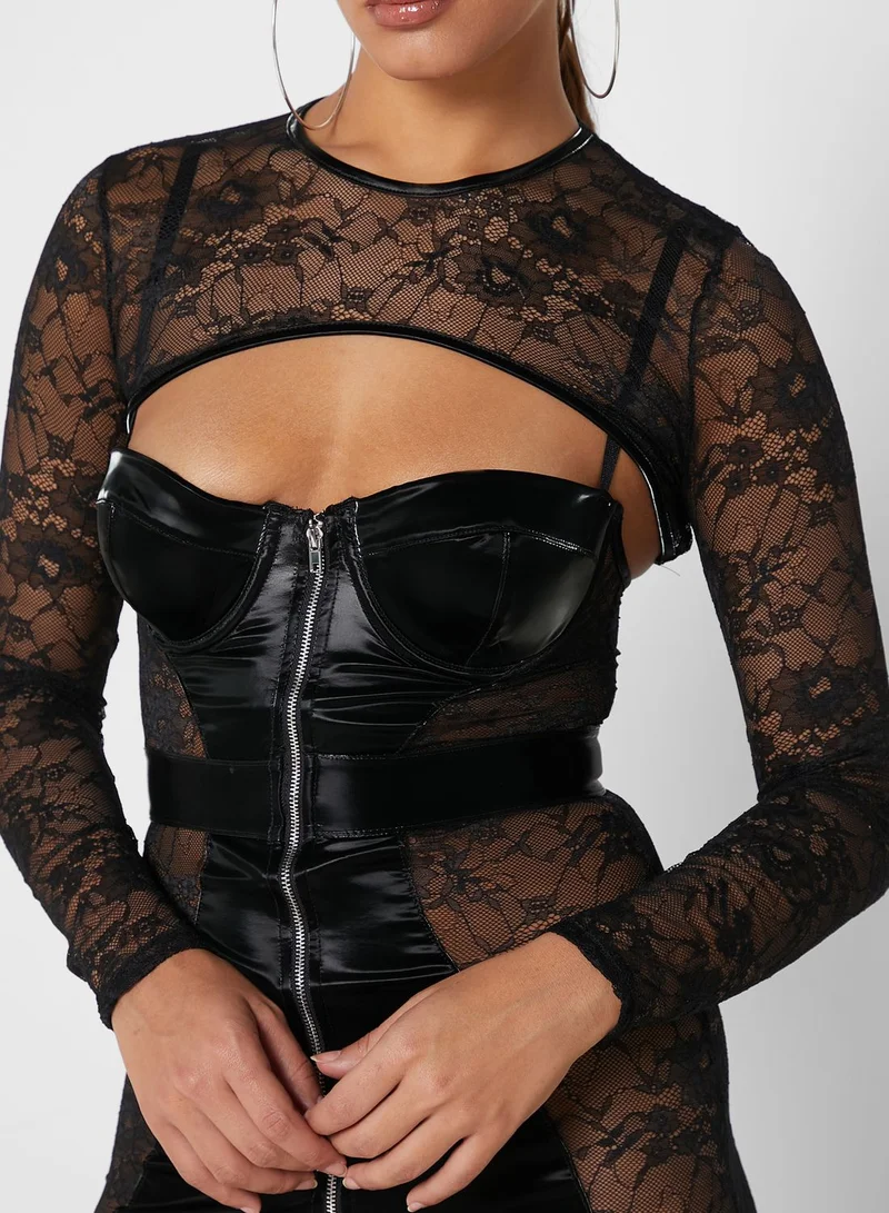 Ann Summers Faux Leather & Lace Detail Dress