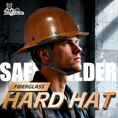 SAFEBUILDER Fiberglass Hard Hats Type 1 Class G Full Brim Fiber Safety Helmet 6Point Suspension Lightweight Construction Outdoor Work ANSI Approved VG2 Fiberglass Hard Hats Brown - Image 3