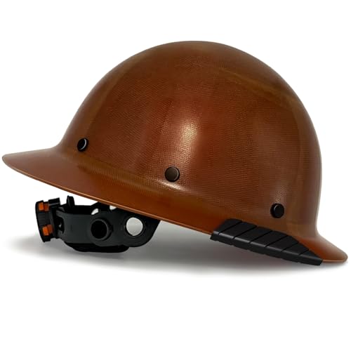 SAFEBUILDER Fiberglass Hard Hats Type 1 Class G Full Brim Fiber Safety Helmet 6Point Suspension Lightweight Construction Outdoor Work ANSI Approved VG2 Fiberglass Hard Hats Brown - Image 1