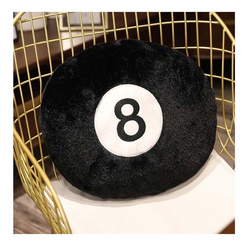 Cyprinus Carpio Emulation Black Billiards 8 Ball Stuffed Pillow, Soft Round Sleeping Cushion for Home Bed Sofa Couch Decor (1, 14 * 14 Inch) - Image 2