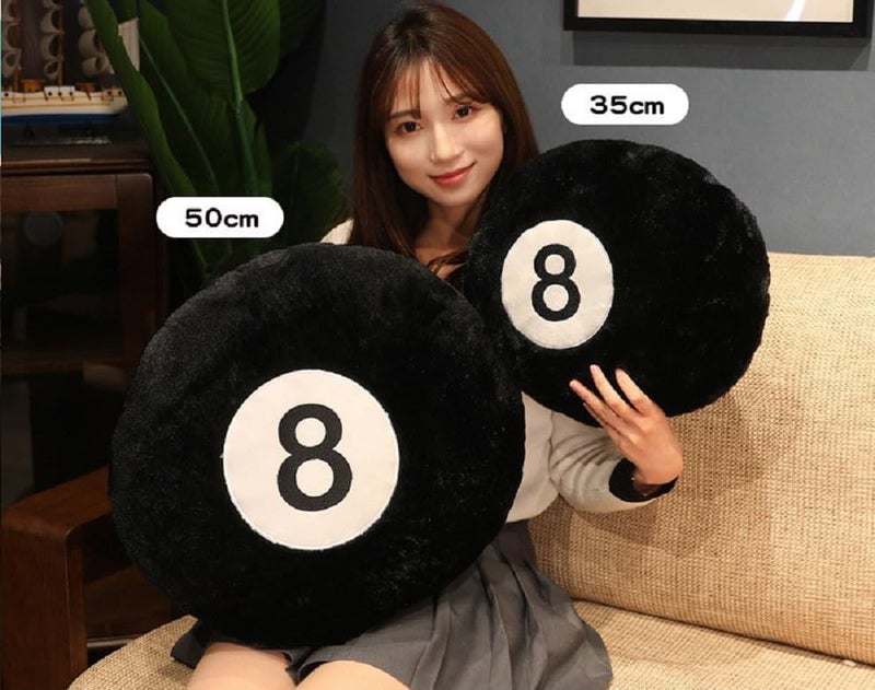 Cyprinus Carpio Emulation Black Billiards 8 Ball Stuffed Pillow, Soft Round Sleeping Cushion for Home Bed Sofa Couch Decor (1, 14 * 14 Inch) - Image 4