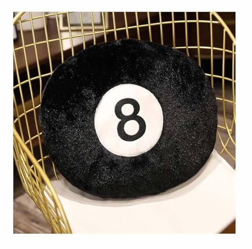 Cyprinus Carpio Emulation Black Billiards 8 Ball Stuffed Pillow, Soft Round Sleeping Cushion for Home Bed Sofa Couch Decor (1, 14 * 14 Inch) - Image 1