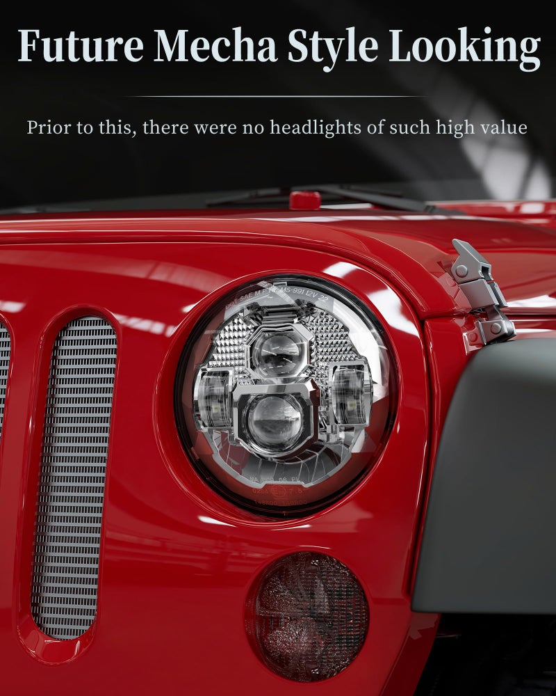 HWSTAR New Upgraded 1000% Bright Anti-glare 7 Inch Led Headlights Round Compatible with Jeep Wrangler JK JKU TJ LJ toyota Austin buick MG Nissan Subaru volvo Honda etc DOT H6024 Hi/Low Sealed Beam - Image 2