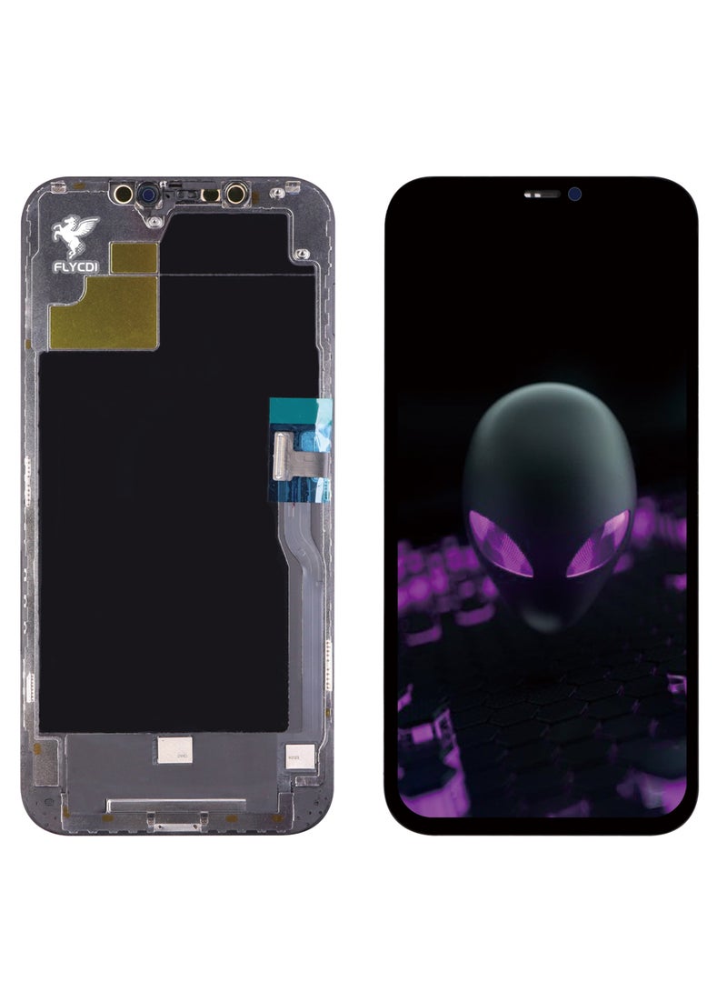 FLYCDI For iPhone 12 Pro Max OLED Screen Replacement, Original Fit, with Camera Hole Ring, High Brightness Display, Soft OLED Panel - Image 1