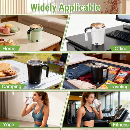 MeiAid 2026 Upgraded Automatic Magnetic Stirring Coffee Mug with Temperature Display & Leak-Proof Lid – Suitable for Office School Home (White) - Image 4