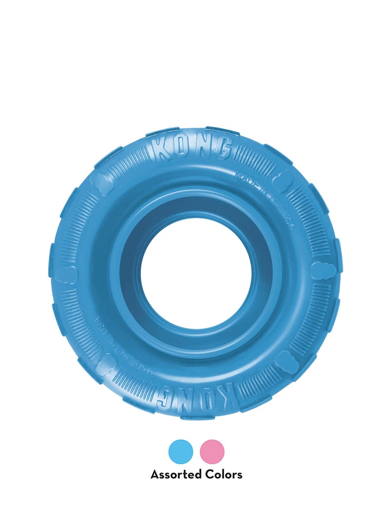 Kong Puppy Tires Chew Toy – Soft Rubber for Teething Relief, Mental Stimulation & Healthy Chewing Habits – Stuffable Inner Track for Treats – Assorted Colors for Growing Puppies - Image 4