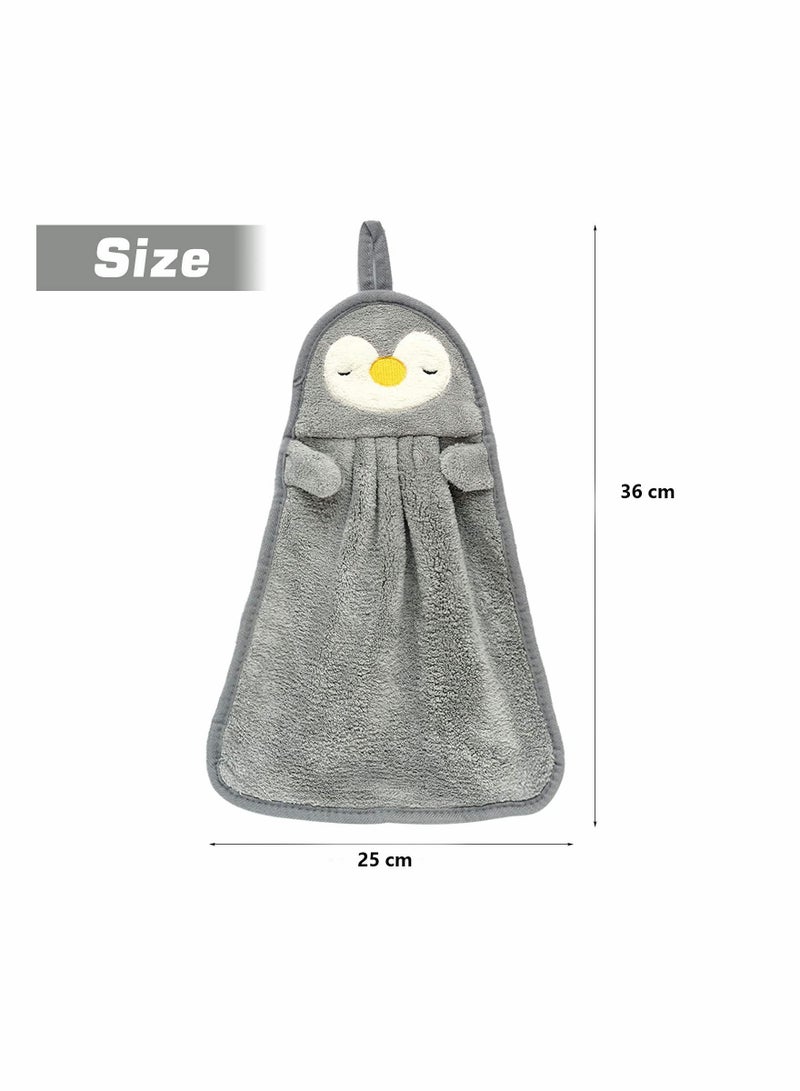 Cute Animal Hand Towels Soft Absorbent Coral Velvet Quick Dry Microfibre Towel with Hanging Loop Ideal for Kids and Adults in Bathroom Kitchen - Image 2