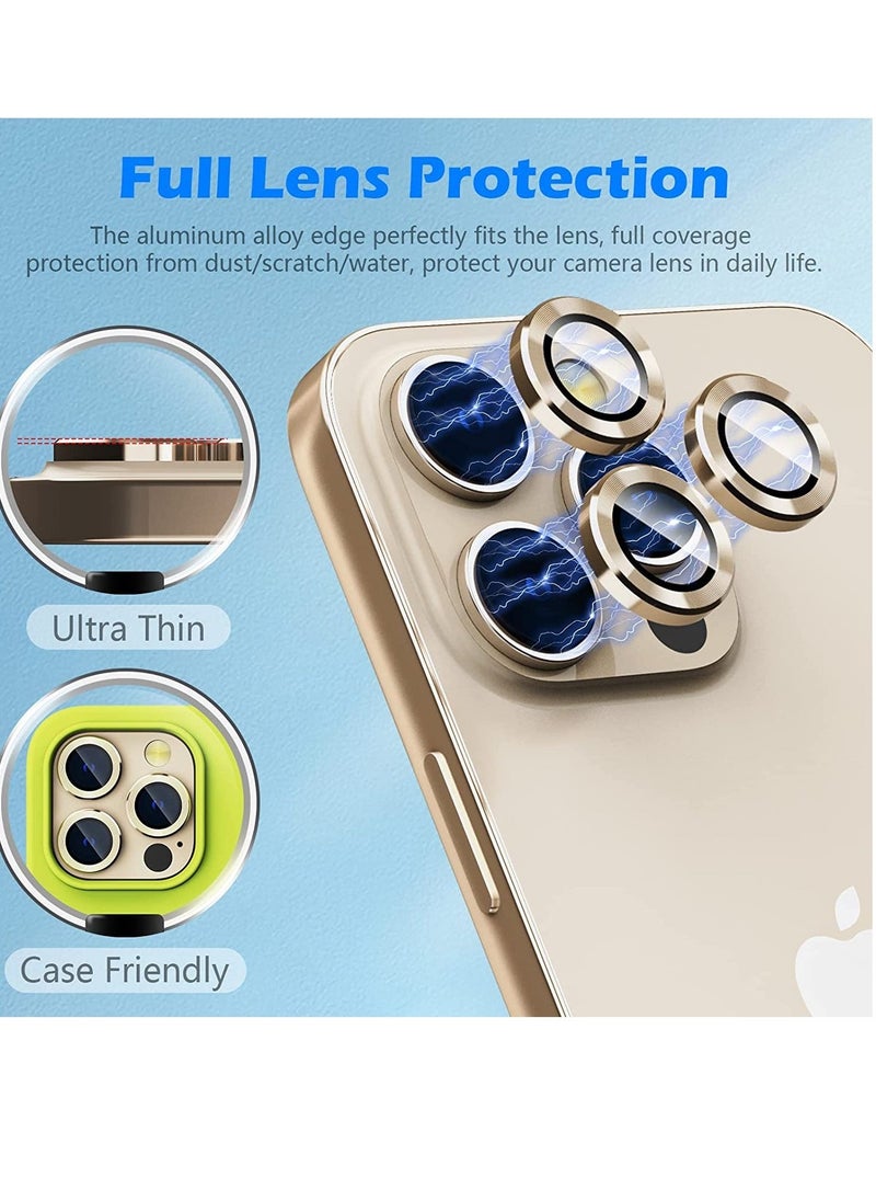Raxoom Camera Lens Protector for iPhone 14 Pro/iPhone 14 Pro Max, Alloy Metal Individual Ring, Anti Scratch HD Tempered Glass Lens Screen Protector Cover Film, Case Friendly, Gold - Image 5