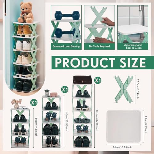 HEMIZA 6 Layer Plastic Shoe Rack for Home Stackable & Adjustable Shoe Organizer Shelf for Entryway, Bedroom & Corner Use Space-Saving Foldable Stand with Book & Shoe Storage Slots - Image 4