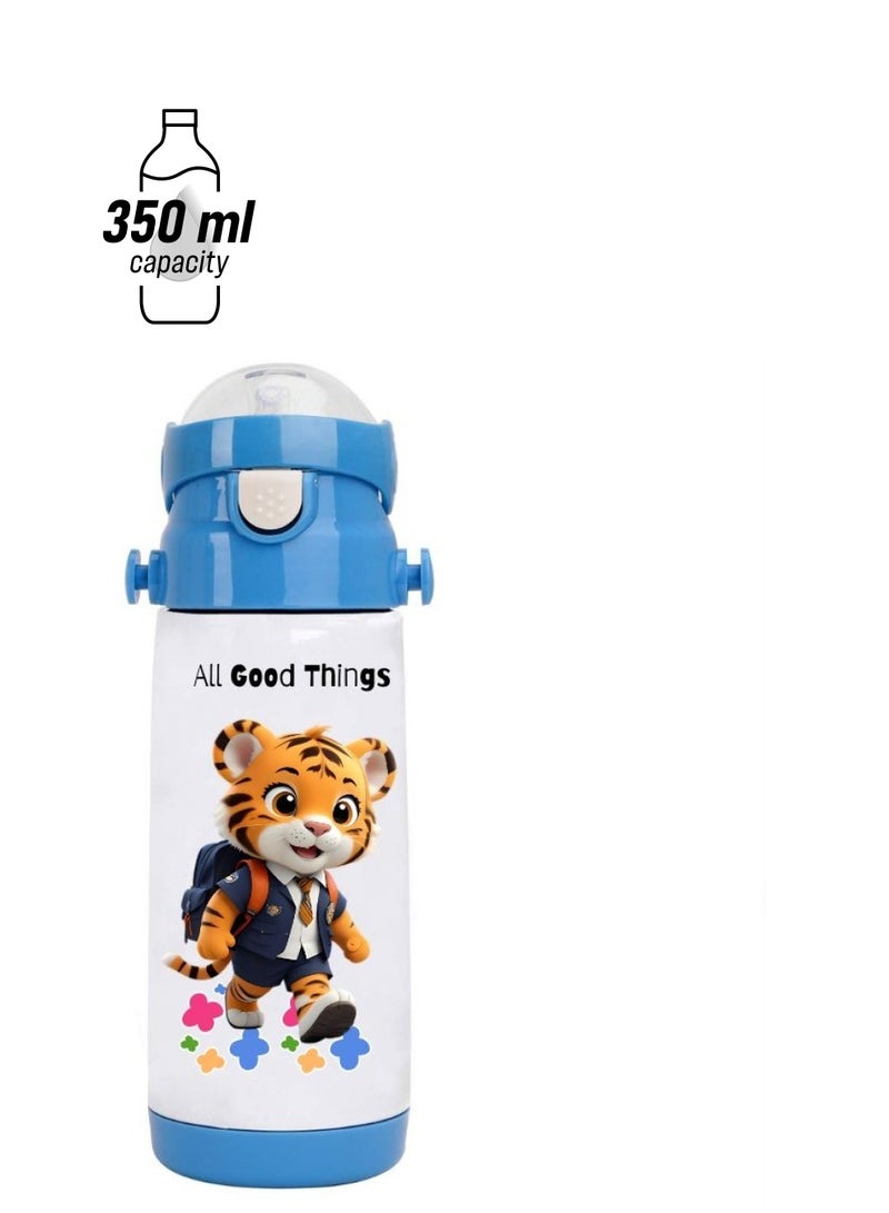 PRINTSHOP4ME Kids Unisex Insulated Stainless Steel Water Bottle With Straw-Insulated For Hot&Cold Drinks|Ideal For School|Kids Boys And Girls Water Bottle Easy-To-Carry-350ml  - Image 1