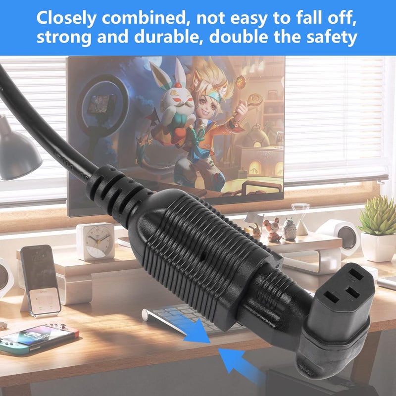 CERRXIAN 90 Degree NEMA 515P to IEC 320 C13 Female 10A125V Computer Power Extension Adapter 3 Prong USA C13 to NEMA 515R Plug Power Adapter  2 Pack - Image 4