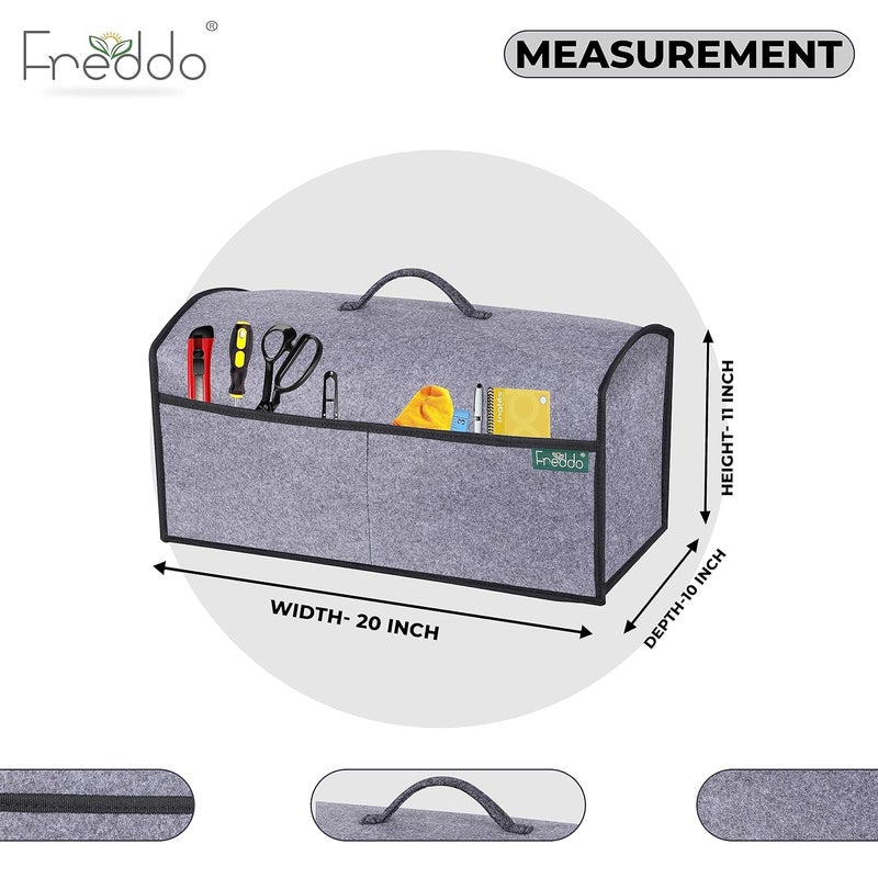FREDDO FREDDO Felt Sewing Machine Cover With Storage Pockets Tailoring Stitching Silai Machine Compatible With Most Standard Singer Juki Jack Usha Brother Grey Color 20X11X10 Inch - Image 2