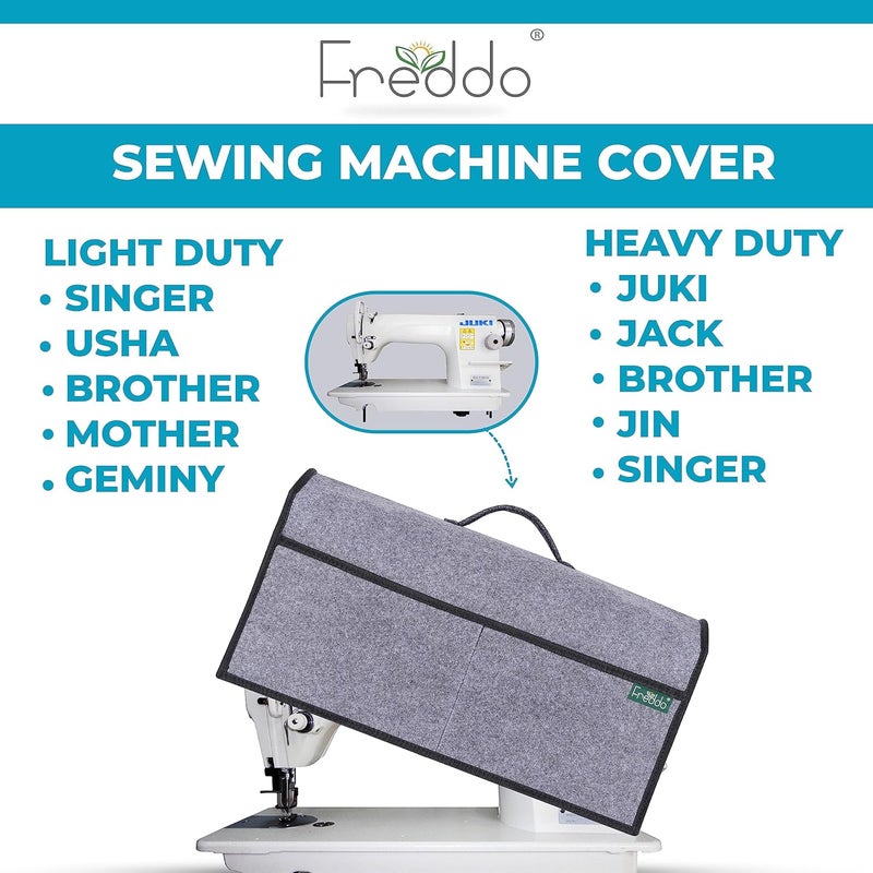 FREDDO FREDDO Felt Sewing Machine Cover With Storage Pockets Tailoring Stitching Silai Machine Compatible With Most Standard Singer Juki Jack Usha Brother Grey Color 20X11X10 Inch - Image 5