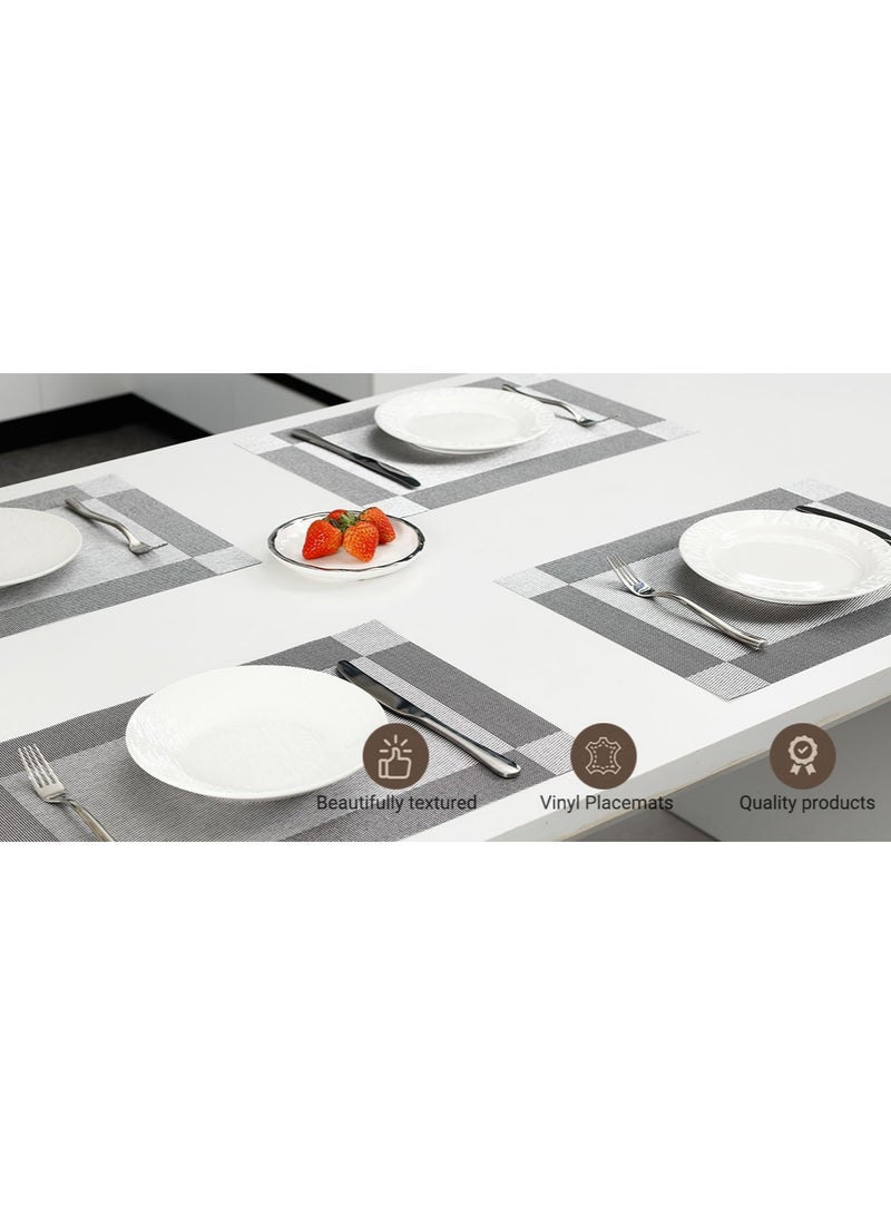 FASHION HOME أغطية طاولة للمطبخ طاولة الطعام مقاومة للحرارة مضادة للانزلاق قابلة للغسل أغطية طاولة PVC سهلة التنظيف أغطية عشاء من الفينيل المنسوجة 4/6 عبوات - Image 2