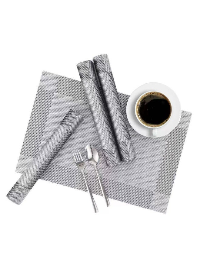 FASHION HOME أغطية طاولة للمطبخ طاولة الطعام مقاومة للحرارة مضادة للانزلاق قابلة للغسل أغطية طاولة PVC سهلة التنظيف أغطية عشاء من الفينيل المنسوجة 4/6 عبوات - Image 1