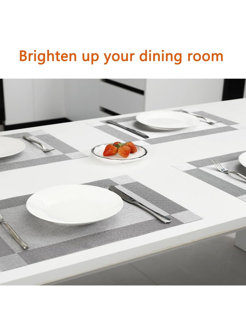FASHION HOME أغطية طاولة للمطبخ طاولة الطعام مقاومة للحرارة مضادة للانزلاق قابلة للغسل أغطية طاولة PVC سهلة التنظيف أغطية عشاء من الفينيل المنسوجة 4/6 عبوات - Image 4